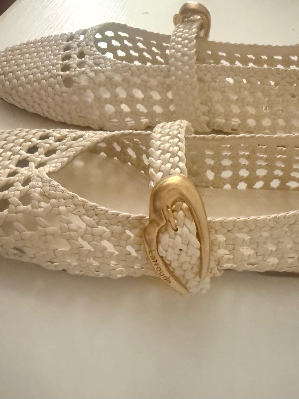 Larroude Verona New Macrame Leather Ballet Flats Ivory 6.5 New — image 4 of 8